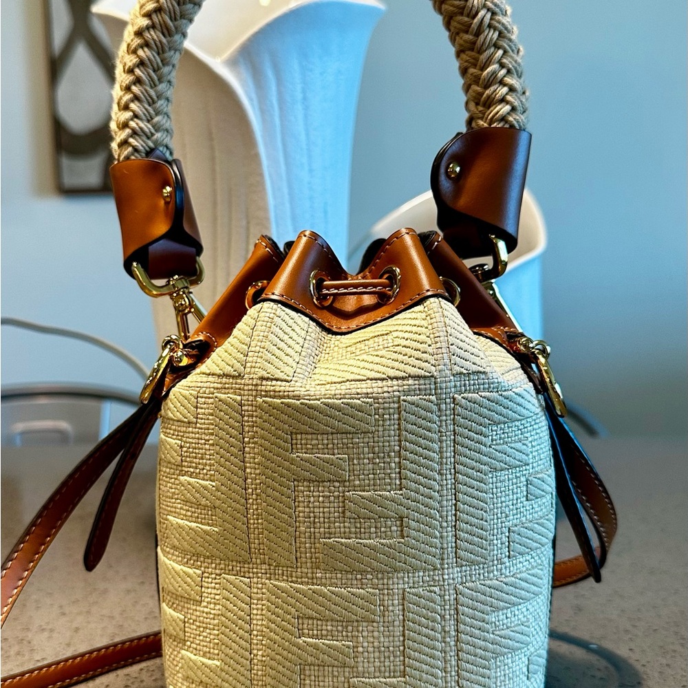 Fendi Mon Tresor Zucca Leather and Canvas Woven Bag - Picture 3 of 15